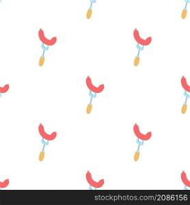 Sausage on a fork pattern seamless background texture repeat wallpaper geometric vector. Sausage on a fork pattern seamless vector