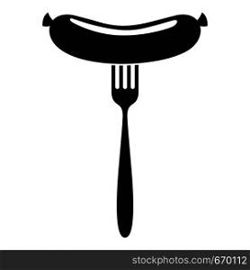 Sausage on fork icon. Simple illustration of sausage on fork vector icon for web. Sausage on fork icon, simple style.