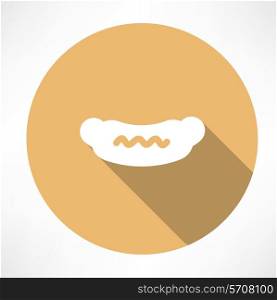 Sausage with mustard icon. Flat modern style vector illustration