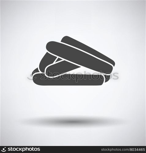 Sausages icon on gray background, round shadow. Vector illustration.