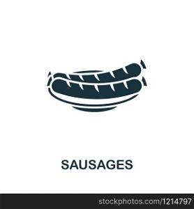 Sausages icon vector illustration. Creative sign from oktoberfest icons collection. Filled flat Sausages icon for computer and mobile. Symbol, logo vector graphics.. Sausages vector icon symbol. Creative sign from oktoberfest icons collection. Filled flat Sausages icon for computer and mobile