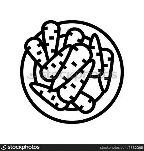 sauteed carrot line icon vector. sauteed carrot sign. isolated contour symbol black illustration. sauteed carrot line icon vector illustration