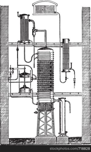 Savalle column, vintage engraved illustration. Industrial encyclopedia E.-O. Lami - 1875.