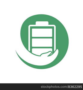 Save battery vector logo template illustration. 