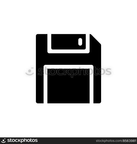 Save black glyph ui icon. Floppy. Digital storage. Simple filled line element. User interface design. Silhouette symbol on white space. Solid pictogram for web, mobile. Isolated vector illustration. Save black glyph ui icon