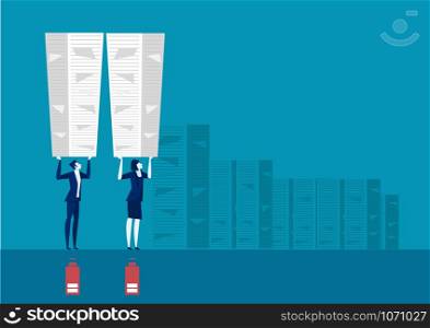 Save Download Preview businessman holding many paper with low battery hard working concept illustrator