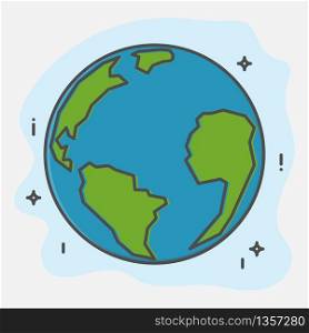 Save Earth Planet and the world. World environment day.Thin line art icons style.