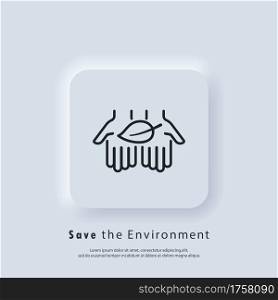 Save environment icon. Eco safe sign. Symbol of natural products. Vector. Neumorphic UI UX white user interface web button. Neumorphism