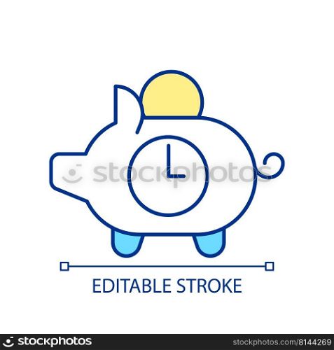 Save money and time RGB color icon. Efficient and effective process. Investment and banking. Isolated vector illustration. Simple filled line drawing. Editable stroke. Arial font used. Save money and time RGB color icon