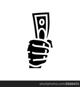 save money hand glyph icon vector. save money hand sign. isolated symbol illustration. save money hand glyph icon vector illustration