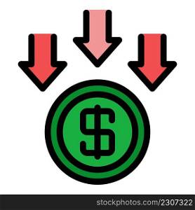 Save money icon. Outline save money vector icon color flat isolated. Save money icon color outline vector
