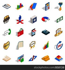 Save money icons set. Isometric set of 25 save money vector icons for web isolated on white background. Save money icons set, isometric style