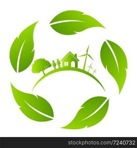 Save Nature and ecology concept with eco cityscape stock vector