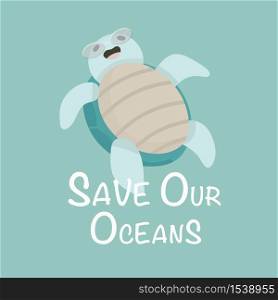 Save our Oceans. Vector Ecology card.