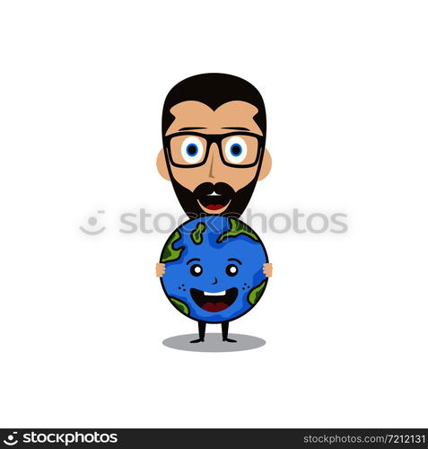 save our planet earth campaign male guy holding sign theme vector. save our planet earth campaign male guy holding sign theme