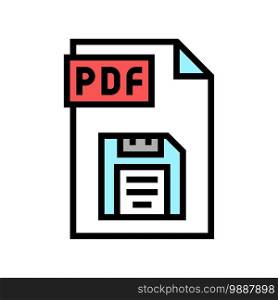 save pdf file color icon vector. save pdf file sign. isolated symbol illustration. save pdf file color icon vector illustration