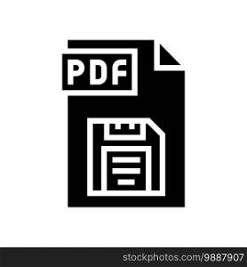 save pdf file glyph icon vector. save pdf file sign. isolated contour symbol black illustration. save pdf file glyph icon vector illustration