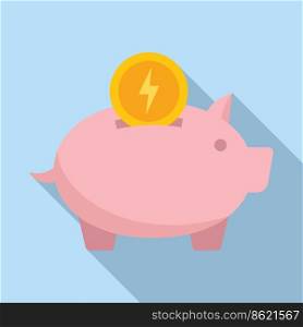 Save piggy bank icon flat vector. Smart consumption. Care digital. Save piggy bank icon flat vector. Smart consumption