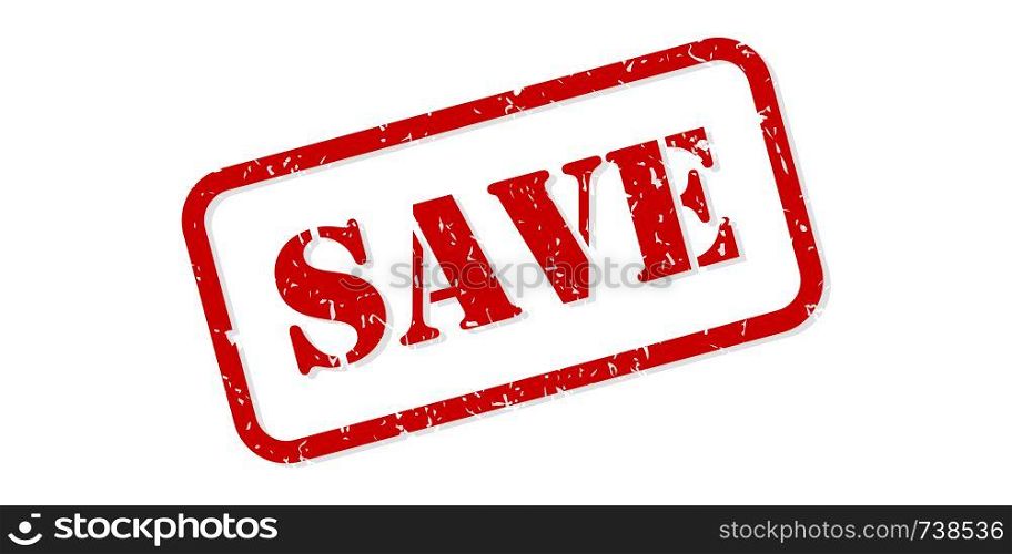 Save red rubber stamp vector isolated