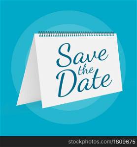 Save the date on calendar. Badge, label. Flat vector stock illustrations on blue background. Save the date on calendar. Badge, label. Flat vector stock illustrations on blue background.