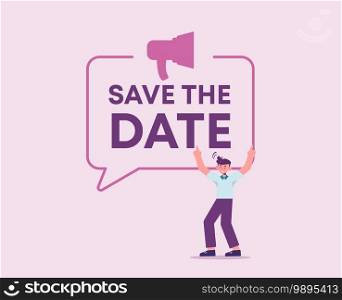 Save the date. Warm pink memory of holiday preserving pleasant moments birthday and wedding joyful date of grandiose event lifetime sudden career breakthrough in work and new vector decisive project.. Save the date. Warm pink memory of holiday preserving pleasant moments birthday and wedding.