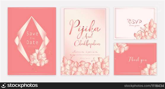 Save the date wedding card. Wedding invitation cards with hand drawn botanical. Modern card design vector illustration.