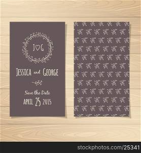 Save the Date Wedding Cards. Vector illustration.
