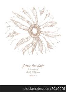 Save The Date Wedding invitation Card with flower Vector illustration
