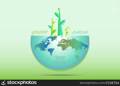 Save the world by planting forest, city sustainable nature ,Green earth with tree, Ecology concept, Vector illustration and abstract background.