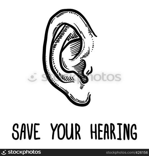 Save your hearing day concept background. Hand drawn illustration of save your hearing day vector concept background for web design. Save your hearing day concept background, hand drawn style