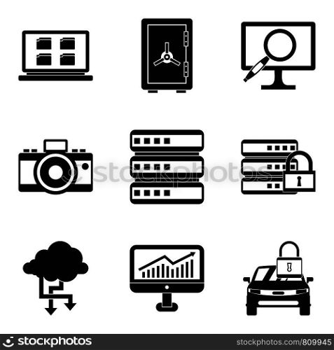 Saving a movie icons set. Simple set of 9 saving a movie vector icons for web isolated on white background. Saving a movie icons set, simple style