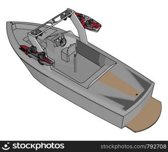 Saving boat, illustration, vector on white background.