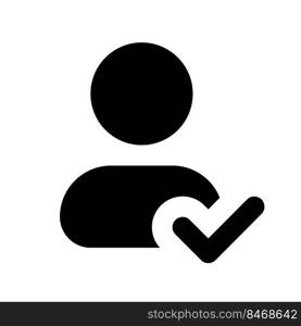 Saving changed information of contact black glyph ui icon. Address book. User interface design. Silhouette symbol on white space. Solid pictogram for web, mobile. Isolated vector illustration. Saving changed information of contact black glyph ui icon