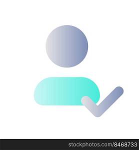 Saving changed information of contact flat gradient color ui icon. Approved profile. Address book. Simple filled pictogram. GUI, UX design for mobile application. Vector isolated RGB illustration. Saving changed information of contact flat gradient color ui icon