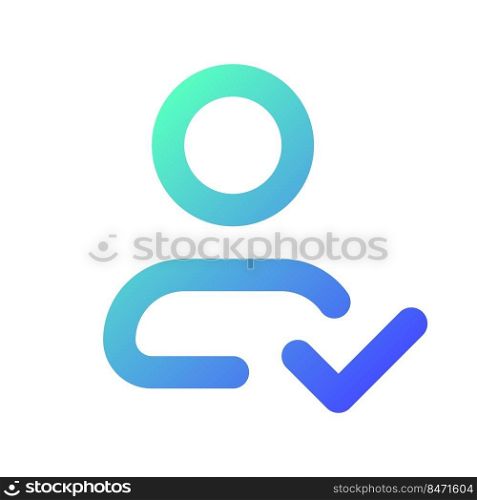 Saving changed information of contact pixel perfect gradient linear ui icon. Address book. Line color user interface symbol. Modern style pictogram. Vector isolated outline illustration. Saving changed information of contact pixel perfect gradient linear ui icon