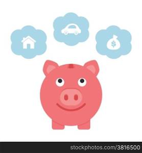 Saving for the future, piggy bank