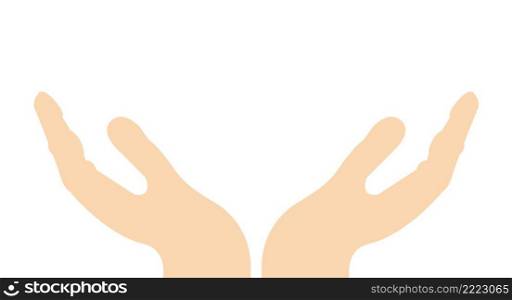 Saving hands white. Hand care design template. Flat vector illustration isolated on white background.. Saving hands white. Hand care design template. Flat vector illustration isolated on white