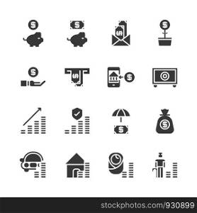 Saving money and investment icon set.Vector illustration