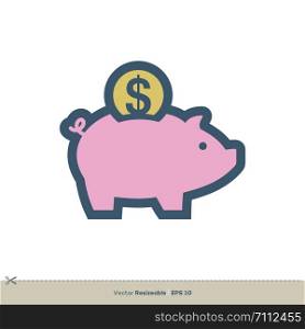 Saving Money Icon Vector Logo Template Illustration Design. Vector EPS 10.
