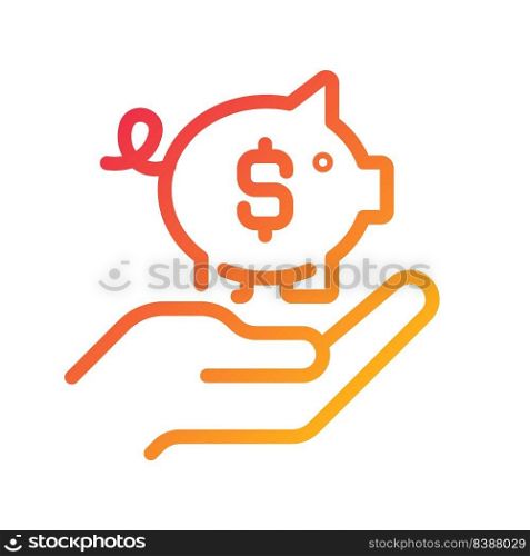 Saving money pixel perfect gradient linear vector icon. Budget management. Emergency fund. Retirement account. Thin line color symbol. Modern style pictogram. Vector isolated outline drawing. Saving money pixel perfect gradient linear vector icon