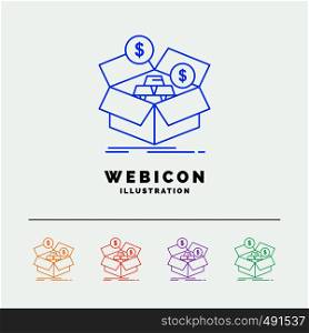 savings, box, budget, money, growth 5 Color Line Web Icon Template isolated on white. Vector illustration. Vector EPS10 Abstract Template background