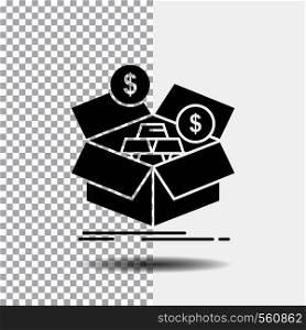 savings, box, budget, money, growth Glyph Icon on Transparent Background. Black Icon. Vector EPS10 Abstract Template background
