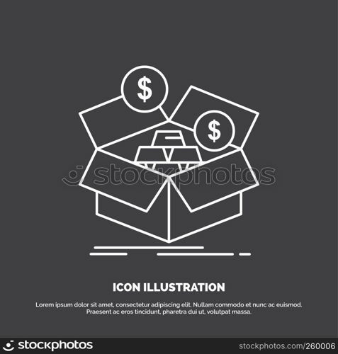 savings, box, budget, money, growth Icon. Line vector symbol for UI and UX, website or mobile application