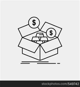 savings, box, budget, money, growth Line Icon. Vector isolated illustration. Vector EPS10 Abstract Template background