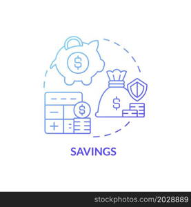 Savings gradient concept concept icon. Small business profit. Launching successful startup. Financial support abstract idea thin line illustration. Vector isolated outline color drawing. Savings earning concept icon