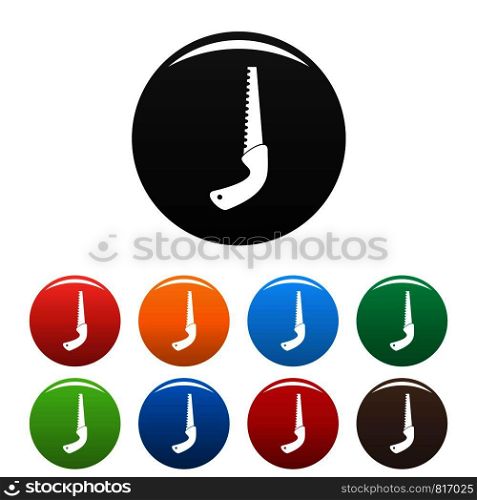Saw band icons set 9 color vector isolated on white for any design. Saw band icons set color