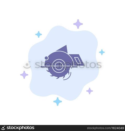 Saw, Building, Circular Saw, Construction, Repair Blue Icon on Abstract Cloud Background