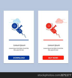 Saw, Circular Saw, Power, Tool, Blade Blue and Red Download and Buy Now web Widget Card Template