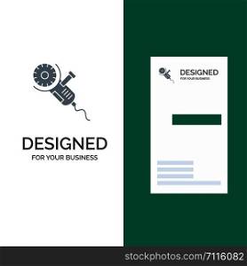Saw, Circular Saw, Power, Tool, Blade Grey Logo Design and Business Card Template