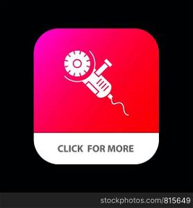 Saw, Circular Saw, Power, Tool, Blade Mobile App Button. Android and IOS Glyph Version